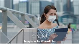  Presentation with mobile use - Beautiful slides featuring woman-wear-face-mask backdrop and a gray colored foreground