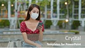  Presentation with face mask - Audience pleasing slide deck consisting of woman-wear-face-mask backdrop and a gray colored foreground