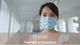  Presentation with face mask - Colorful slide set enhanced with woman-wear-face-mask backdrop and a coral colored foreground