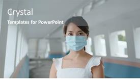  Presentation with pathway - Amazing presentation theme having woman-wear-face-mask backdrop and a gray colored foreground