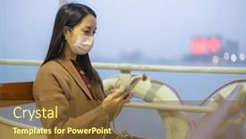  Presentation with face mask - Slide set featuring woman-wear-face-mask background and a tawny brown colored foreground