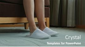  Presentation with slipper - Beautiful PPT theme featuring woman-wear-slipper-at-hotel backdrop and a gray colored foreground