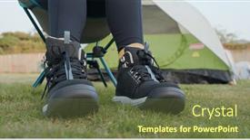  Presentation with camping - Amazing slide set having woman-wear-sport-shoes backdrop and a tawny brown colored foreground