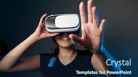  Presentation with woman in under wear - Audience pleasing PPT theme consisting of woman-wear-with-the-vr and a navy blue colored foreground