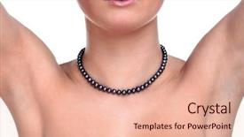  Presentation with black pearl - Slide deck featuring woman wearing a black background and a coral colored foreground