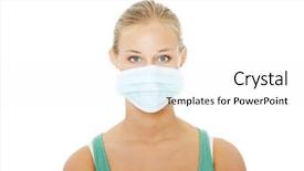  Presentation with viruses - Audience pleasing PPT layouts consisting of woman wearing a face mask backdrop and a white colored foreground