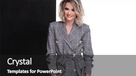  Presentation with grey black white - PPT theme featuring woman wearing a grey checkered background and a black colored foreground