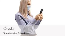  Presentation with mask - Cool new slides with woman-wearing-a-medical-mask backdrop and a white colored foreground