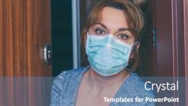  Presentation with face mask - Colorful slide deck enhanced with woman-wearing-a-protective-face backdrop and a teal colored foreground