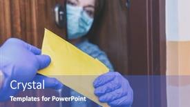  Presentation with epidemic - Audience pleasing PPT layouts consisting of woman-wearing-a-protective-face backdrop and a teal colored foreground