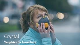  Presentation with smog - Presentation design with real anti-pollution anti-smog background and a teal colored foreground