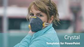  Presentation with air pollution - Slides consisting of woman-wearing-a-real-anti background and a teal colored foreground