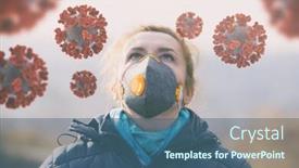  Presentation with viruses - Slides with woman-wearing-a-real-anti background and a ocean colored foreground