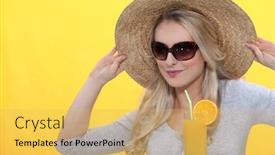  Presentation with straw - Colorful theme enhanced with woman-wearing-a-straw-hat backdrop and a yellow colored foreground