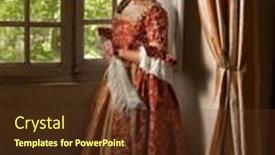  Presentation with renaissance - Slides consisting of woman-wearing-authentic-renaissance-costome background and a tawny brown colored foreground