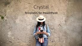  Presentation with jeans - Cool new presentation design with woman-wearing-blue-jeans backdrop and a coral colored foreground