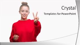  Presentation with vietnamese food bun cha - Presentation design featuring woman wearing bun and red background and a  colored foreground