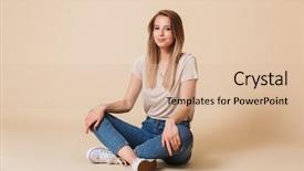  Presentation with explanation photo - Theme having woman wearing casual clothing smi background and a lemonade colored foreground