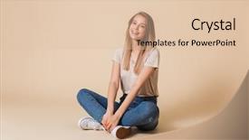  Presentation with image encryption based on dna - Colorful slide deck enhanced with woman wearing casual clothing smi backdrop and a lemonade colored foreground