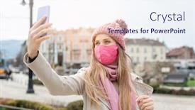  Presentation with corona - PPT theme consisting of woman-wearing-corona-mask-making background and a sky blue colored foreground