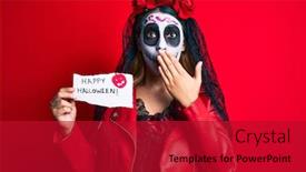 Presentation with day dead - Beautiful presentation theme featuring woman-wearing-day backdrop and a crimson colored foreground