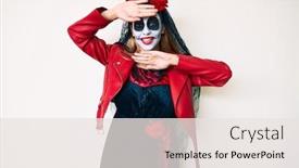  Presentation with day dead - Beautiful PPT theme featuring woman-wearing-day backdrop and a sky blue colored foreground