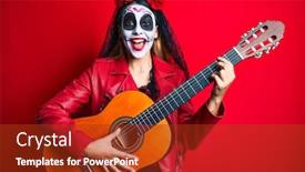  Presentation with classical guitar - PPT theme having woman-wearing-day background and a tawny brown colored foreground