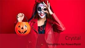  Presentation with day dead - Theme with woman-wearing-day background and a crimson colored foreground