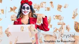  Presentation with day dead - Audience pleasing PPT theme consisting of woman-wearing-day backdrop and a lemonade colored foreground