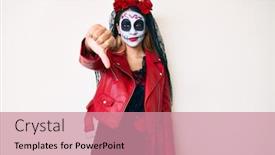  Presentation with day dead - Presentation design enhanced with woman-wearing-day background and a coral colored foreground