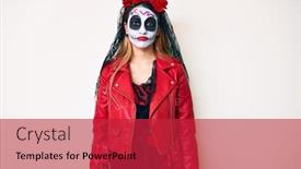  Presentation with day dead - Audience pleasing PPT layouts consisting of woman-wearing-day backdrop and a red colored foreground