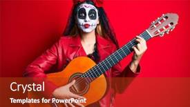  Presentation with classical guitar - Slide deck featuring woman-wearing-day background and a tawny brown colored foreground