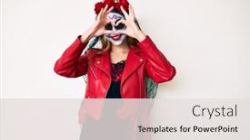  Presentation with day dead - Slides with woman-wearing-day background and a sky blue colored foreground