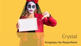  Presentation with day dead - Presentation theme enhanced with woman-wearing-day background and a yellow colored foreground