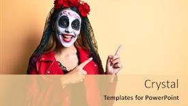  Presentation with day dead - PPT theme featuring woman-wearing-day background and a blonde colored foreground