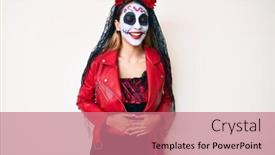  Presentation with day dead - Amazing PPT theme having woman-wearing-day backdrop and a coral colored foreground