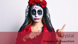  Presentation with day dead - Audience pleasing PPT layouts consisting of woman-wearing-day backdrop and a crimson colored foreground