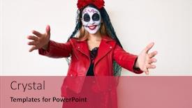  Presentation with day dead - Cool new presentation design with woman-wearing-day backdrop and a red colored foreground