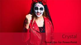  Presentation with day dead - Amazing slide deck having woman-wearing-day backdrop and a crimson colored foreground