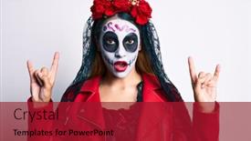  Presentation with day dead - Slides having woman-wearing-day background and a crimson colored foreground