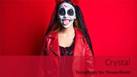  Presentation with day dead - Audience pleasing PPT layouts consisting of woman-wearing-day backdrop and a crimson colored foreground