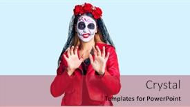  Presentation with day of the dead - Theme having woman-wearing-day background and a crimson colored foreground