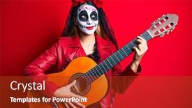  Presentation with classical guitar - Amazing PPT theme having woman-wearing-day backdrop and a tawny brown colored foreground