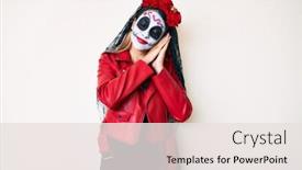  Presentation with day dead - Theme enhanced with woman-wearing-day background and a sky blue colored foreground