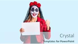  Presentation with day dead - Slide deck with woman-wearing-day background and a sky blue colored foreground