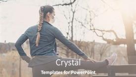  Presentation with face mask - Beautiful presentation featuring woman-wearing-face-mask-stretching backdrop and a coral colored foreground