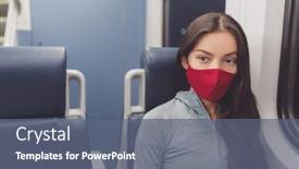  Presentation with face mask - PPT theme consisting of woman-wearing-face-mask background and a gray colored foreground