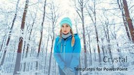  Presentation with clothing - Presentation design having woman-wearing-functional-clothing background and a light blue colored foreground