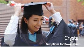  Presentation with graduation - Slides featuring woman wearing graduation gown background and a tawny brown colored foreground