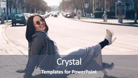  Presentation with city street - Amazing theme having woman wearing gray maxi dress backdrop and a ocean colored foreground